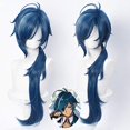 thumbnail image 2 of Blue Wavy Cosplay Wig for Game Genshin Impact Lolita Gradiente Party Harajuku Hair (Blue Kaeya) esquí esquí Gafas de esquí, 2 of 5