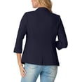 thumbnail image 6 of JWD Women's Slim Fit 3/4 Sleeve Notched Lapel Blazer - One Button Business Office Jacket with Pockets Navy Blue 16, 6 of 6