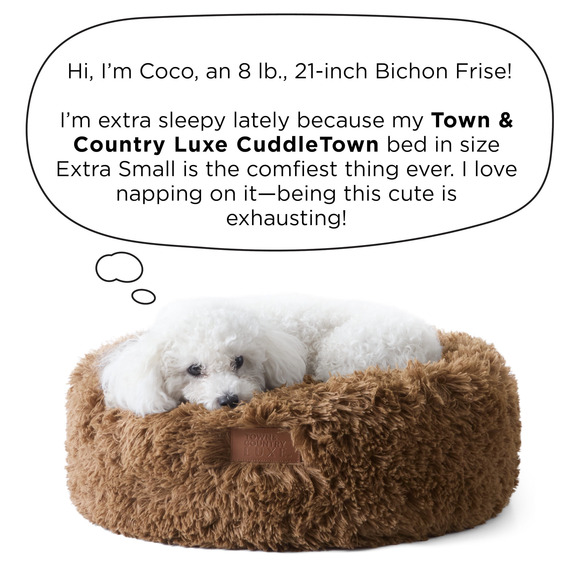 TOWN & COUNTRY LUXE CuddleTown Fuzzy Solid Donut Pet Bed, Soft, Cozy & Calming, Water Repellent, Non-Slip Bottom, 100% Machine Washable, Dark Grey, XS 19"x19"x7" Round