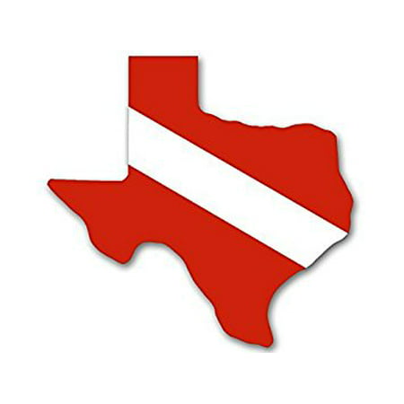 Texas Shaped SCUBA Dive Flag Sticker Decal (diving sc decal) Size: 4 x 4 (Best Scuba Diving In Texas)