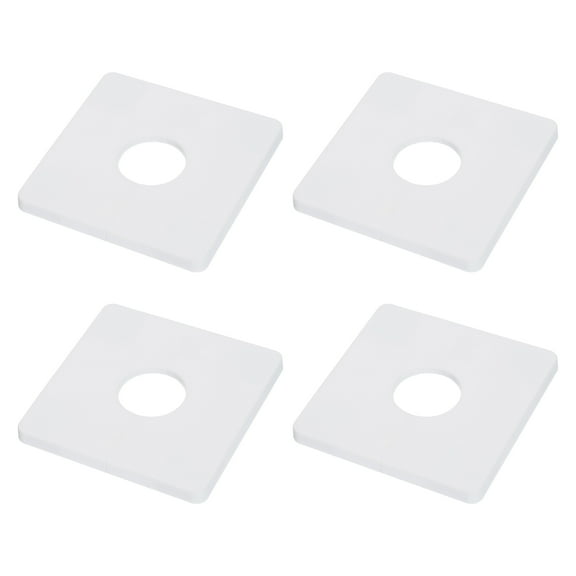 Uxcell 4pcs Wall Split Flange 26mm/1" Dia ABS Square Self-Adhesive Plates, White