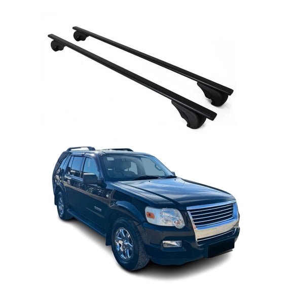 OMAC Roof Racks Cross Bars Carrier Durable for Ford Explorer 2006-2010 Black 2 Pcs Anti-Theft for Travel Kayak Canoe Surf Ski Snowboard Camping
