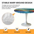 thumbnail image 6 of Abstract Teal Green Orange Oil Painting Elastic Fitted Round Table Cover Graffiti Art Waterproof Outdoor Tablecloth for Holiday Party, Picnic, Patio & Dining Fits Tables Up to 45"-54", 6 of 8