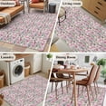 thumbnail image 5 of 3'x5' Rug for Living Room Bedroom, Vintage Pink Flower Washable Area Rugs Non-Slip Carpet Mats, Spring Floral Leaves Pastoral Birds Plants Indoor Low Pile Area Rug Runner for Kitchen, Mudroom, 5 of 8