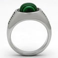 thumbnail image 3 of High polished (no plating) Stainless Steel Ring with Synthetic MALACHITE in Emerald for Women Style TK1070, 3 of 4