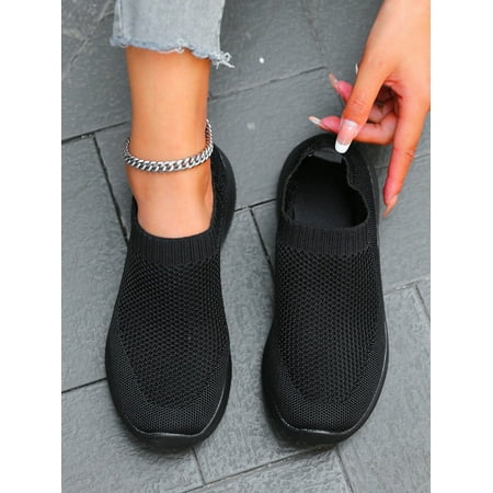 

Spring And Autumn Fashionable Knitted Lightweight Breathable Slip-on Women‘s Running Shoes For Leisure