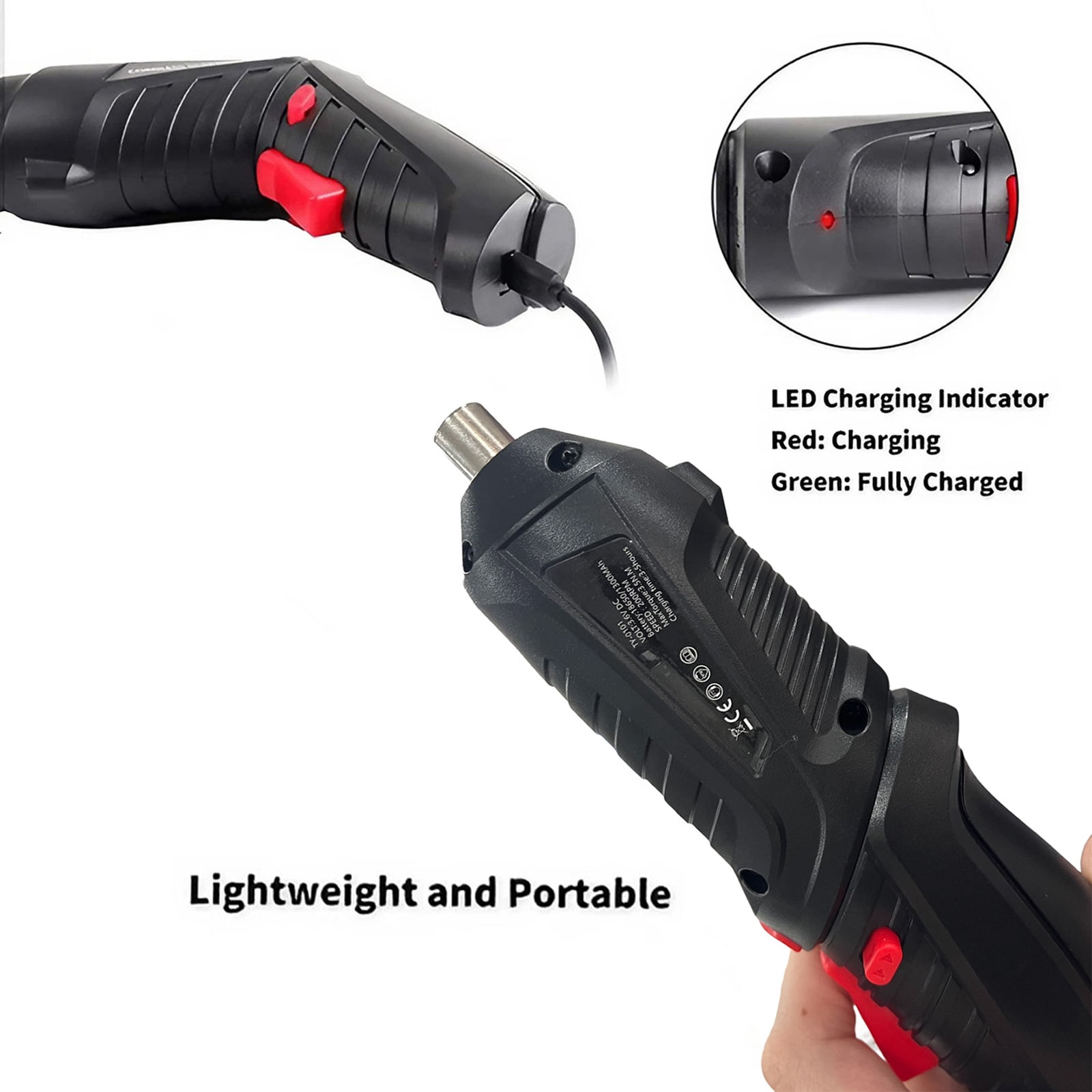 STONEGO 47Pcs/Set Electric Screwdriver - 3.6V 1300mAh Cordless Rechargeable Screwdriver with Screwdriver Bit Set, Ideal for Home Repairs and DIY Projects