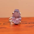 thumbnail image 2 of Solid 925 Sterling Silver Coffin Ring, Natural Amethyst Purple Gemstone Ring, Unique Handcrafted February Birthstone Ring For Women/Men, 2 of 3