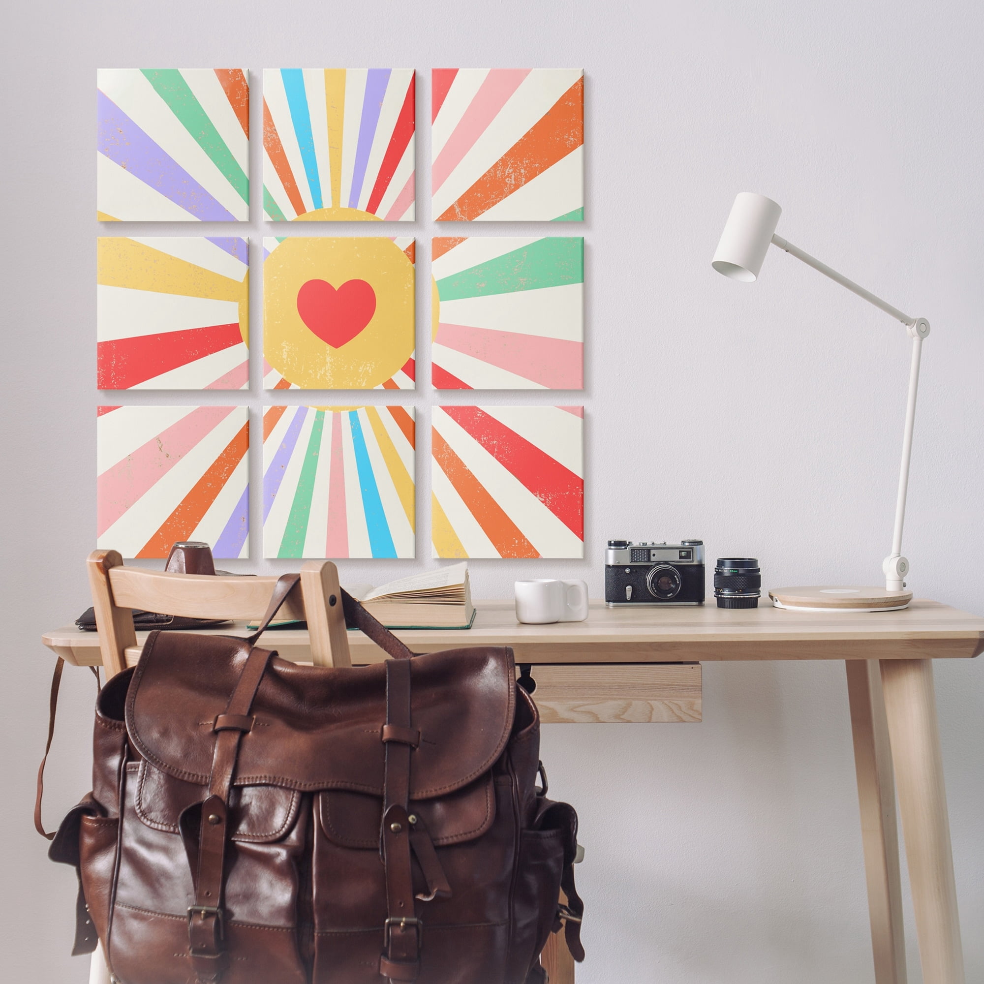 Stupell Industries Bold Heart Sun Kids Abstract Striped Ray Pattern, 12 x 12, Design by Daphne Polselli