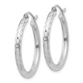 thumbnail image 2 of Sterling Silver Rhodium-plated 2.25mm Diamond-cut Hoop Earrings, 2 of 3
