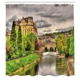 thumbnail image 3 of Ambesonne Landscape Shower Curtain, View of Bath River, 69"Wx84"L, Fern Green, 3 of 5