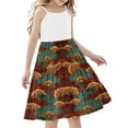 thumbnail image 2 of LOVZFMLL Robe d'Été Imprimée à Manches Courtes avec Poches à Volants et Col Rond pour Filles, 2 of 7