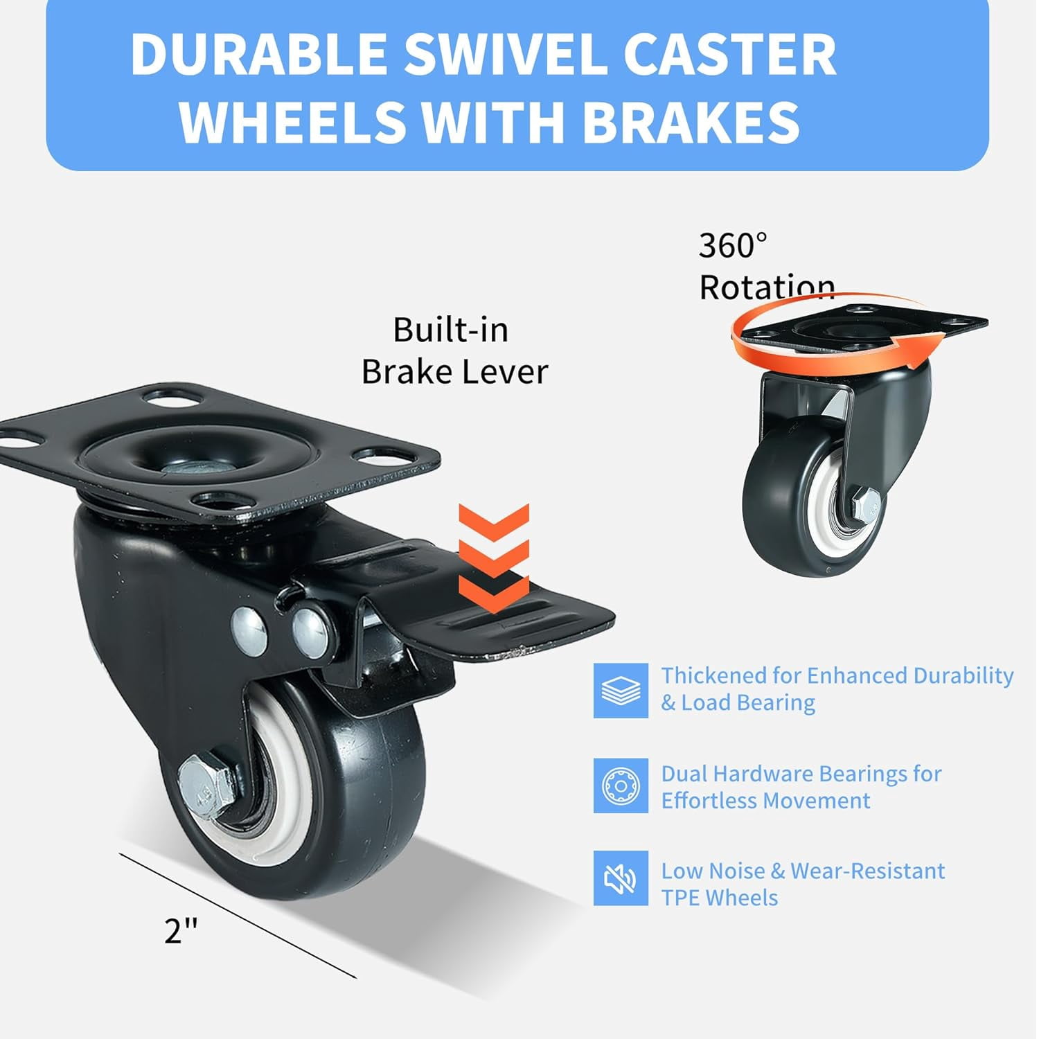 Folding Hand Truck 500 LBS Heavy Duty Dolly Cart with Wheels and Brakes, Collapsible Moving Dolly for Luggage Travel Shopping