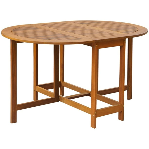 Walfront Outdoor Oval Drop Leaf Table Acacia Wood Com Walfront Outdoor Oval Drop Leaf Table, Drop Leaf Outdoor Table