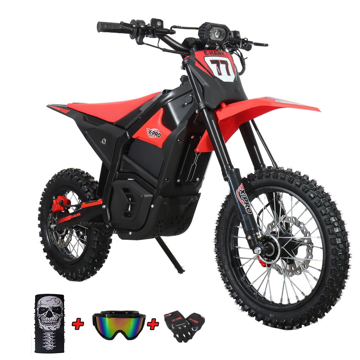 X-Pro 3500W Electric Dirt Bike for Adults E-Hawk Off-Road Pit Bike, 42 MPH Max Speed, Up to 48 Mile Range, Powerful Motor with 14"/12" Tires!