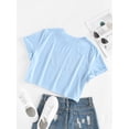 thumbnail image 3 of ZAFUL Women's Graphic Tee Patriotic American Flag Short Sleeve Crop T-shirt Light Blue M, 3 of 5
