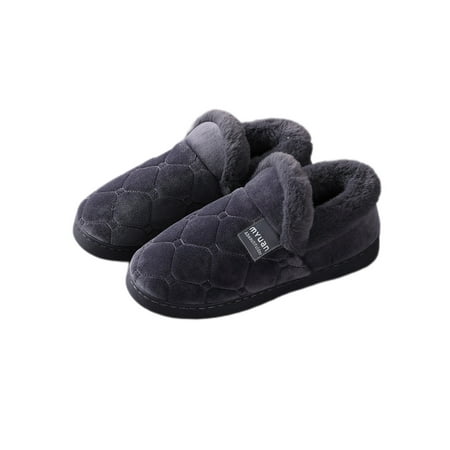 

Tenmix Women Plush Slipper Diamond House Shoes Slip On Winter Slippers Lined Moccasins Bedroom Cozy Anti-Slip Comfort Bootie Dark Gray 8.5-9