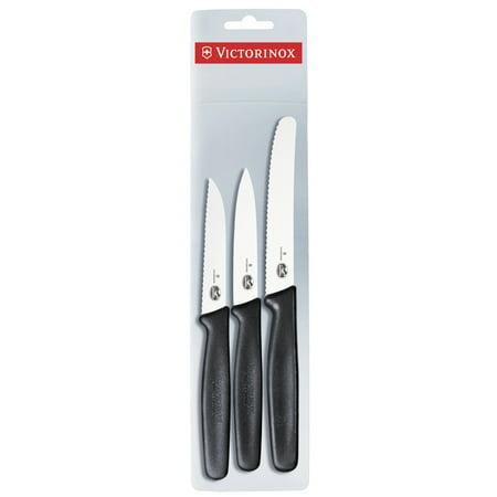 Victorinox Fibrox 3 Piece Paring, Peeling, & Utility Knife Set Black