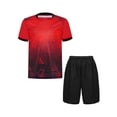 thumbnail image 1 of renvena Ensemble d'Uniforme d'Équipe de Football pour Garçon, T-shirt à Manches Courtes et Short, Tenue Décontractée Quotidienne, Rouge 4, 1 of 5