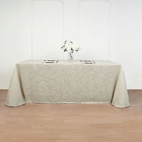 Balsa Circle 90" x 156" Beige Rectangular Premium Polyester Faux Burlap Tablecloth