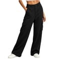 thumbnail image 5 of Atkumj Cargo Pants Women with Multi Pocket Stylish Button Sweatpants Women Casual Solid Color Wide Leg Pants for Fall Winter S, 5 of 8