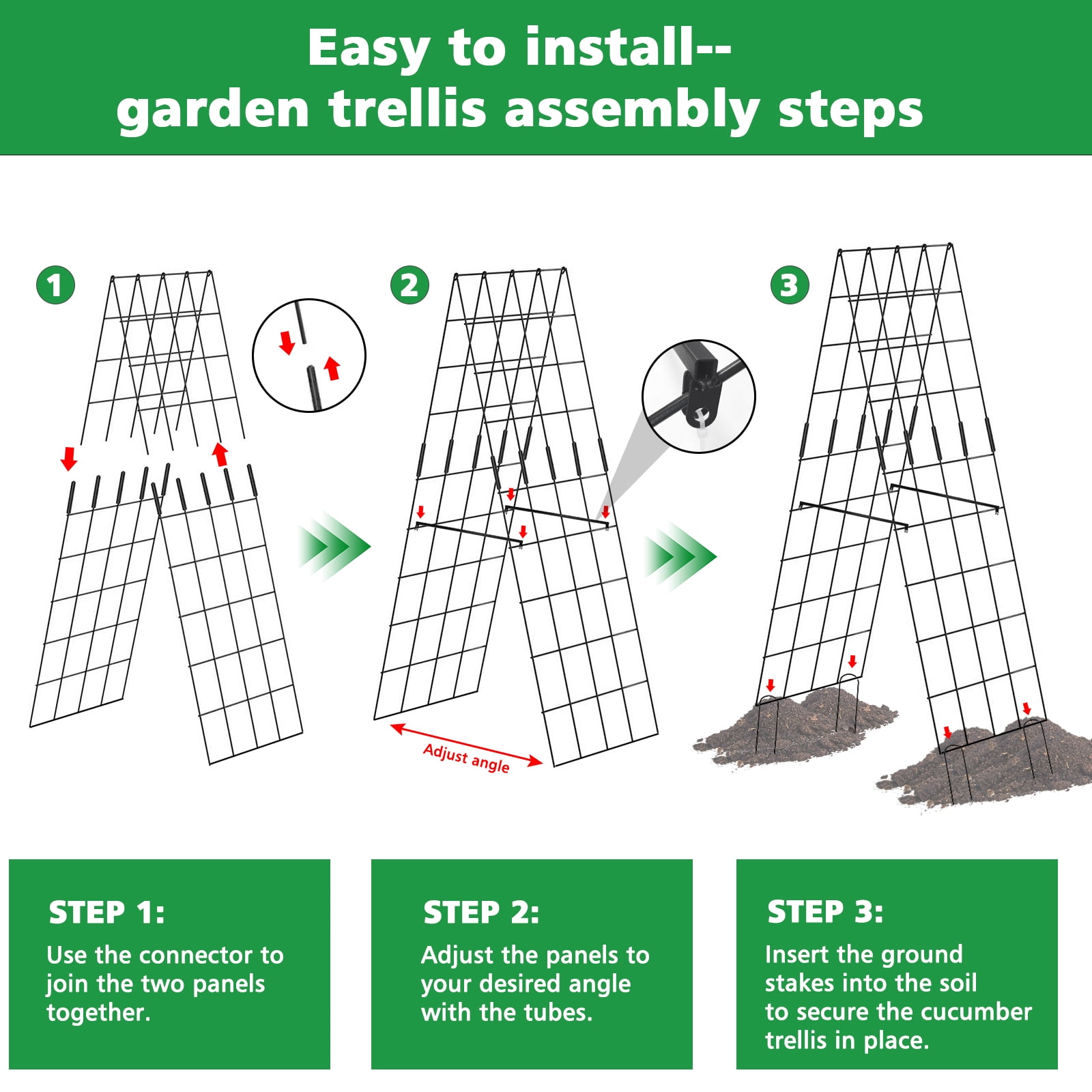 ROMUCHE 2 Pack A-Frame Folding Garden Trellis Outdoor Lattice for Climbing Plants Cucumber Raised Bed