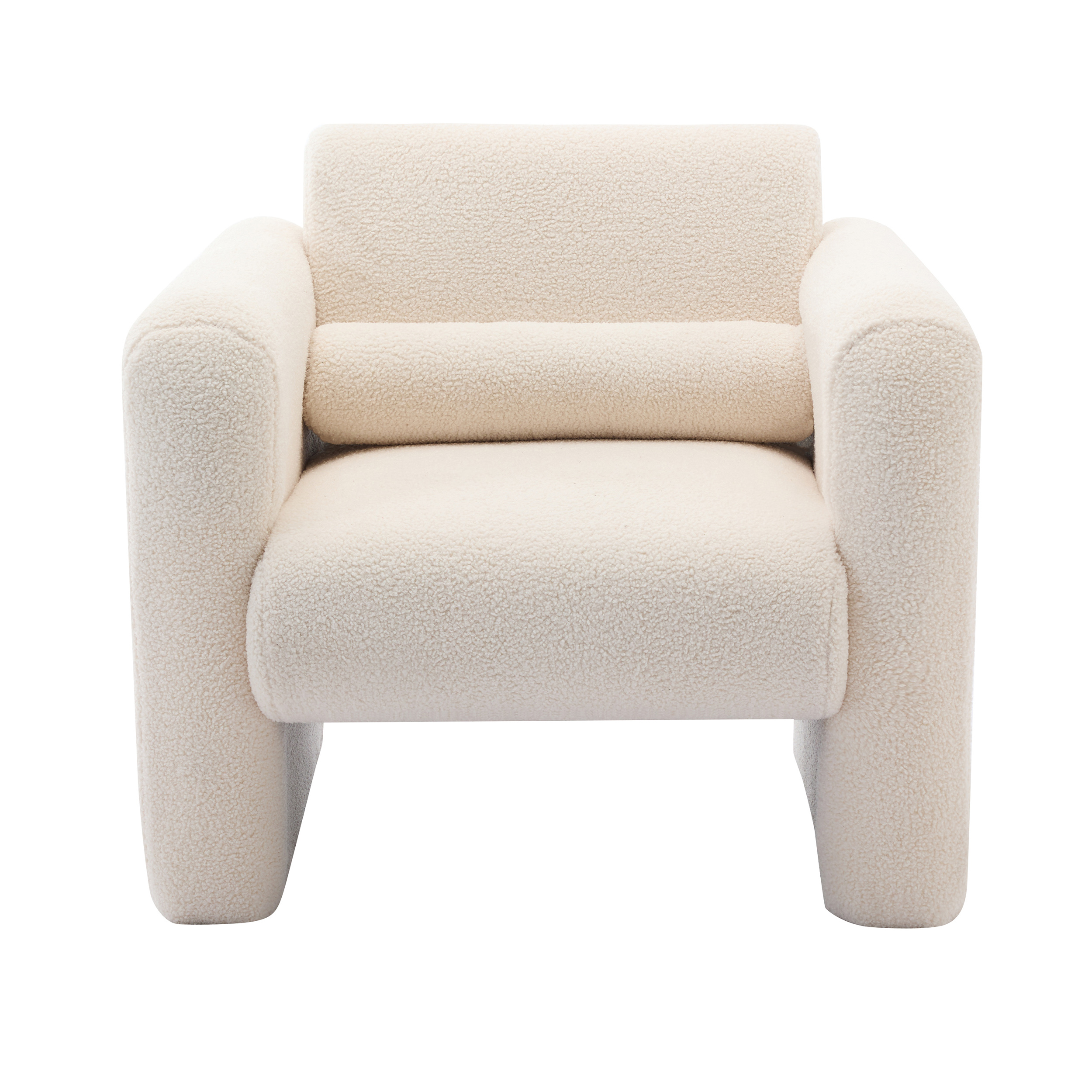 Homy Casa Modern Accent Chair with Wide Arms, Upholstered Reading Armchair, Cream White Bouclé
