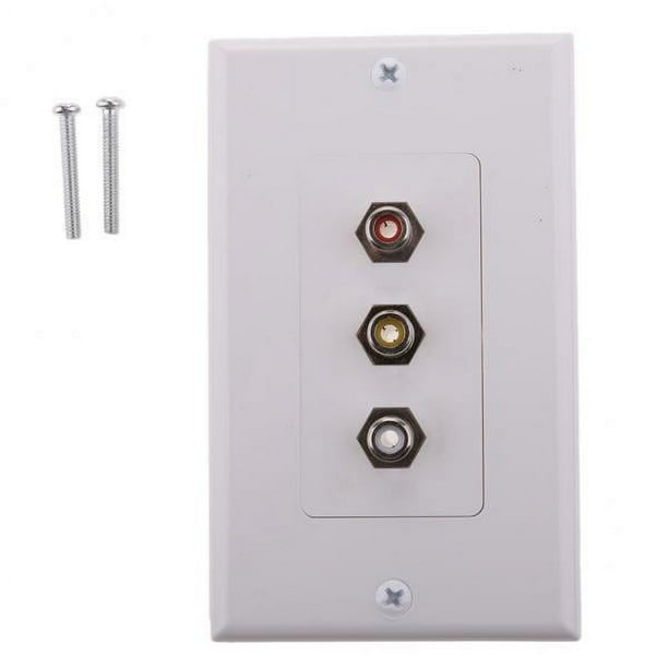 Placa de pared decorativa Strade Fareast Limited 3 Acopladores RCA Hembra Rojo Amarillo 4 piezas