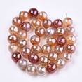 thumbnail image 2 of 3Strand Electroplate Natural Agate Beads Strands Dyed Faceted Pearl Luster Plated Round Dark Salmon 10.5mm Hole: 1.2mm 36~37pcs/strand 14.37 inch~14.57 inch(36.5cm~37cm), 2 of 3
