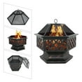 thumbnail image 6 of Hex Shaped Wood Burning Fireplace Firepit Bowl with Screen Cover Patio Backyard Heater Steel 24", 6 of 9