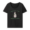 thumbnail image 2 of Camisetas para mujer, camisa femenina, ropa para mujer, camiseta básica, Tops de manga corta para trabajo, vacaciones, mochilero, oficina en la calle Negro, 2 of 10