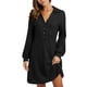 thumbnail image 5 of Vestido De Manga Larga, Cuello En V Para Mujer, Cierre De Botones, Lavable A Máquina, Bolsillos En El Pecho, Dobladillo Suelto, Amigable Con La Piel Para La Vida Diaria ANGGREK Otros, 5 of 5