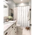 thumbnail image 3 of White Shower Curtain Farmhouse Ruffle Fabric for Bathroom Sheer Cloth Shower Curtains 72 in Long, 3 of 5
