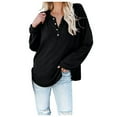 thumbnail image 1 of MesaSe Women‘s Solid Color Long Sleeve Button Open Neck Pullover T-Shirt, 1 of 6