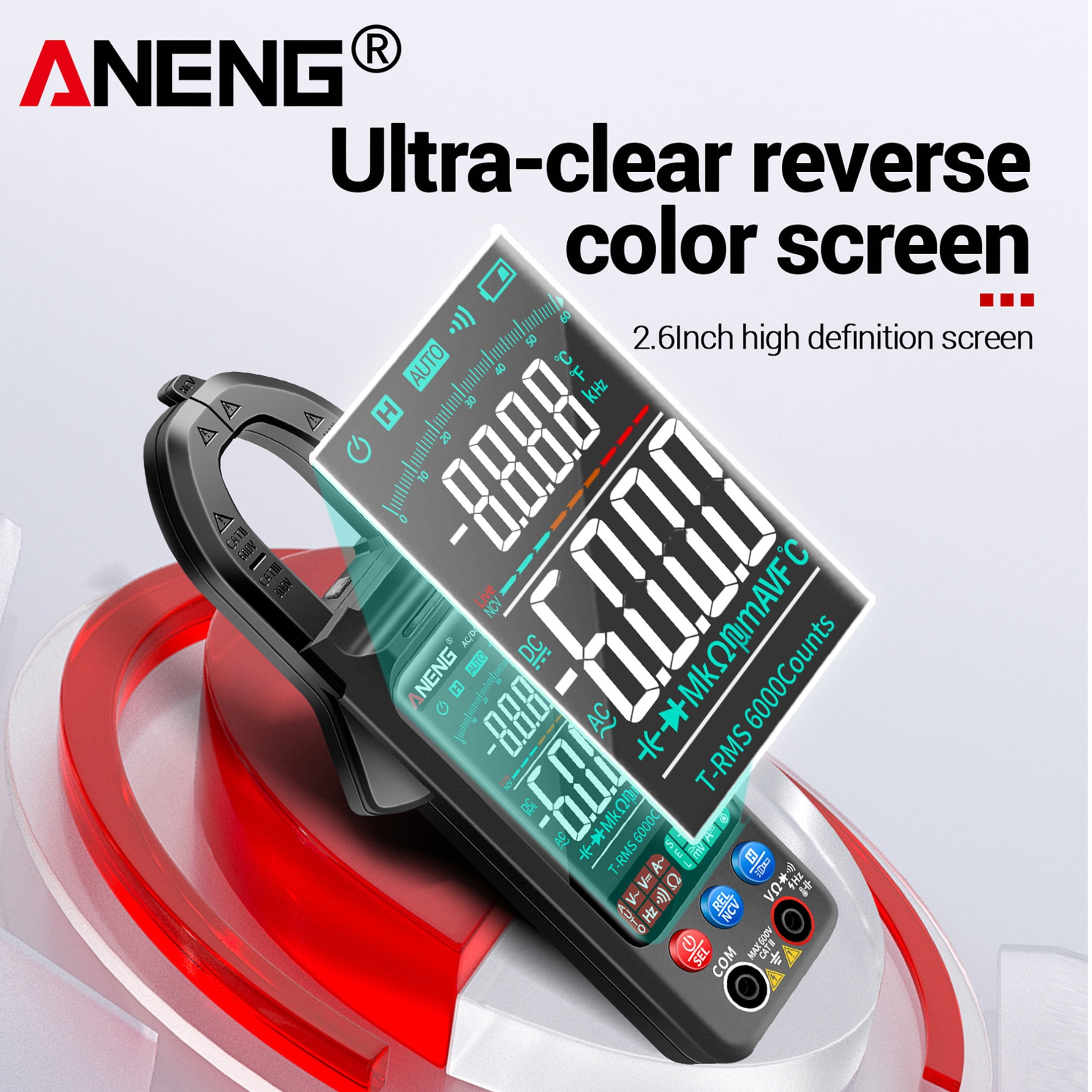 Aneng ST212 Intelligent Digital Clamp Multimeter, 400A AC/DC Voltage Current Meter with NCV & Resistance Test