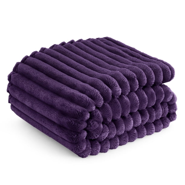 Manta de cama, color morado, suave y acogedora, 130 x 180 cm