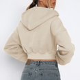 thumbnail image 4 of FASHOFT Womens Cropped Zip Up Hoodie Long Sleeve Crop Hooded Jacket with Pocket Comfy Y2K Sweatshirt Streetwear Beige L, 4 of 5