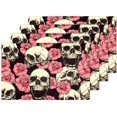 thumbnail image 5 of EREHome Ensemble de 4 Napperons Crâne Roses Roses avec Support 12x18 Pouces, 5 of 5