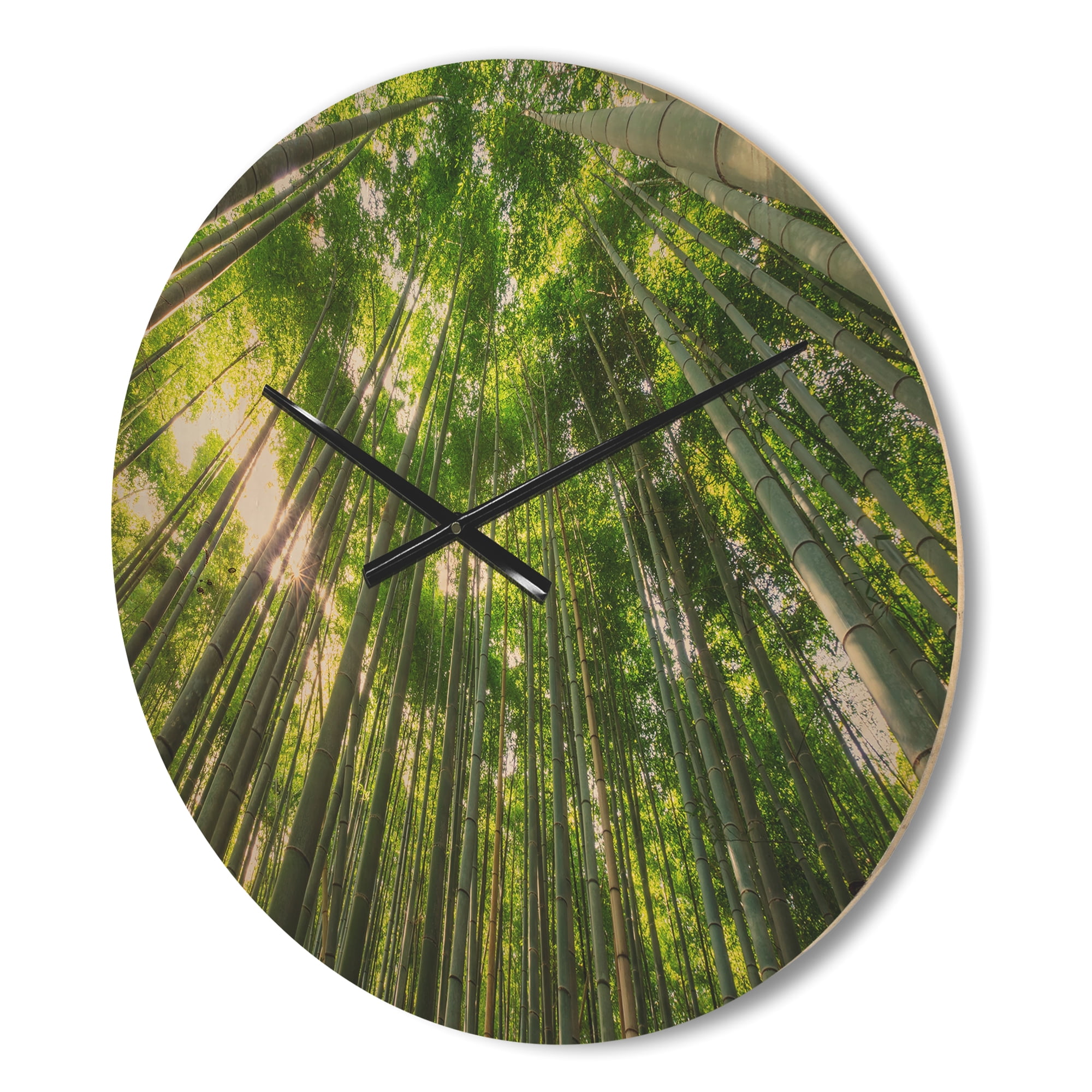 Designart 'Bamboo Peaks in Kyoto Forest ' Modern Wood Wall Clock