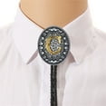 thumbnail image 6 of Western Vintage Bolotie with Metal Initial Letter Pendant Braided Leather Cord Necktie Adjustable Necklace for Unisex, 6 of 8