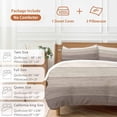 thumbnail image 6 of 3 Piece Brown Beige Ombre Duvet Cover Set Twin Size, Microfiber Comforter/Quilt Cover with Corner Ties and 2 Pillowcases, Farmhouse Vintage Wooden Striped All Season Soft Bedding with Zipper Closure, 6 of 8