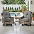 thumbnail image 2 of Ovios 3 Piece Outdoor Patio Bistro Set All-Weather Wicker Swivel Chairs High-Back Sectional Conversation Furniture for Backyard, Porch, or Garden, 2 of 8