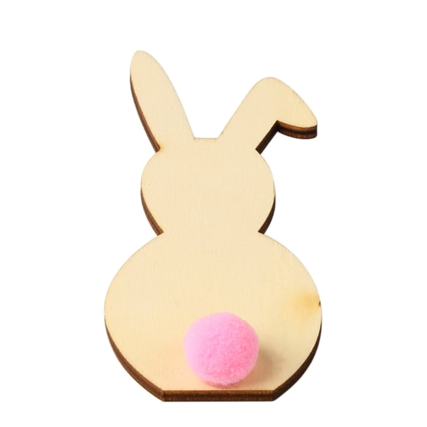 1 Uds. Recorte de madera Natural DIY adornos de conejo de Pascua artesanía con Leyfeng Adorno de Pascua