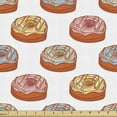 thumbnail image 1 of Food Fabric by the Yard, Doughnuts in Various Flavors Dessert Birthday Cake Pastry Sweets Graphic, Upholstery Fabric for Dining Chairs Home Decor Accents, Paprika Pink Pale Blue by Ambesonne, 1 of 5