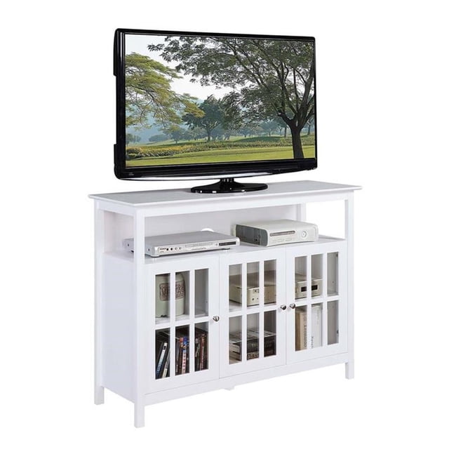 Big Sur Meuble Télé de Luxe de 48 Pouces avec Armoires de Rangement et Tablette en Bois Blanc