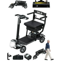 WalkFeel Foldable Powered Mobility Scooter - Lightweight 38lb, Auto-Sensing Headlight, All-Terrain for Adults & Seniors, Black