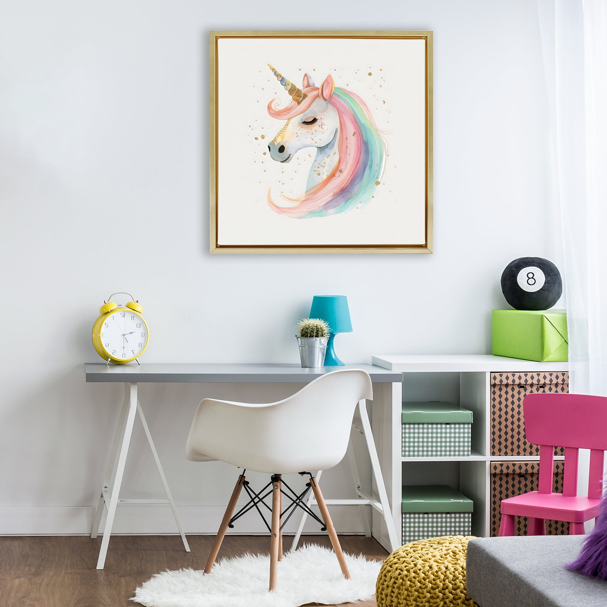 Stupell Industries Gold Accented Unicorn Gold Framed Floater Canvas Wall Art, design by Creative Studio