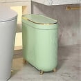 thumbnail image 1 of 26-27 Light luxury bathroom trash can (with lid), 3.1 gallon/12 liter ultra-thin trash can, rectangular plastic narrow trash can, suitable for living, 1 of 2