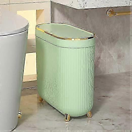 26-27 Light luxury bathroom trash can (with lid), 3.1 gallon/12 liter ultra-thin trash can, rectangular plastic narrow trash can, suitable for living