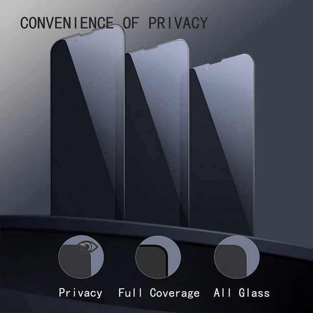 Pack 2+2] Iphone 13 Pro Max Protecteur d'écran de confidentialité avec  protecteur d'objectif de caméra Couverture complète Film en verre trempé  anti-espion 9h Mise à niveau de la dureté